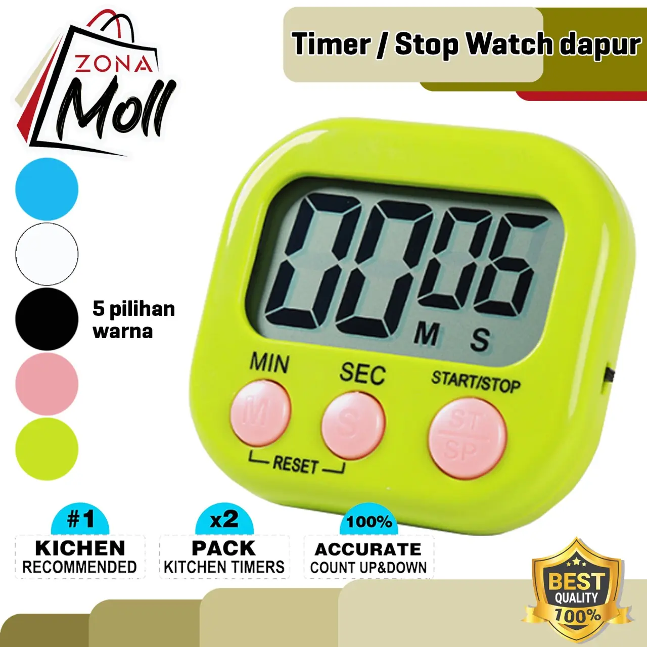 Digital Kitchen Timer Alarm Dapur Masak Clock Stopwatch jam digital