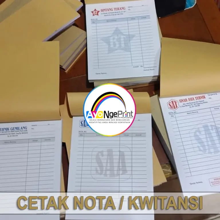 CETAK KWITANSI/ NOTA/ SURAT JALAN/ KOP/ uk.F4:2 (21x16cm) Buku Paper Stationery 1