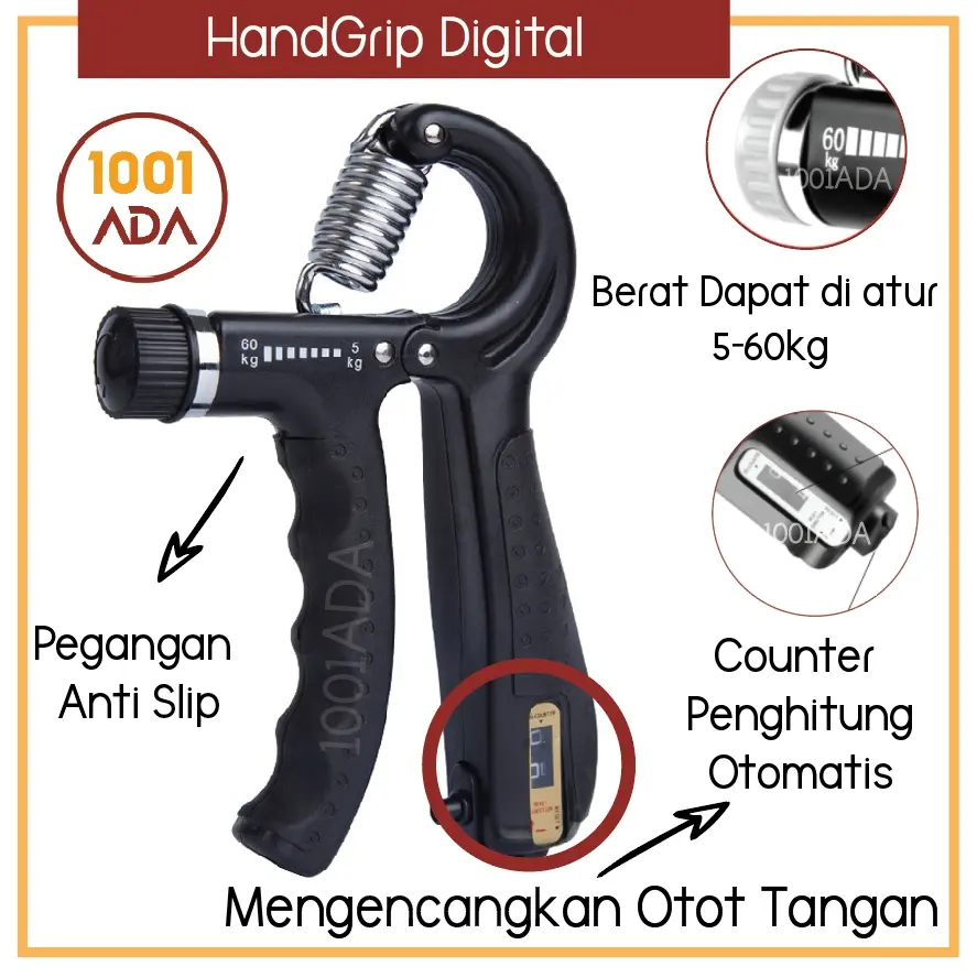 Hand Grip Digital Adjustable Counter Handgrip Exerciser Alat Olahraga