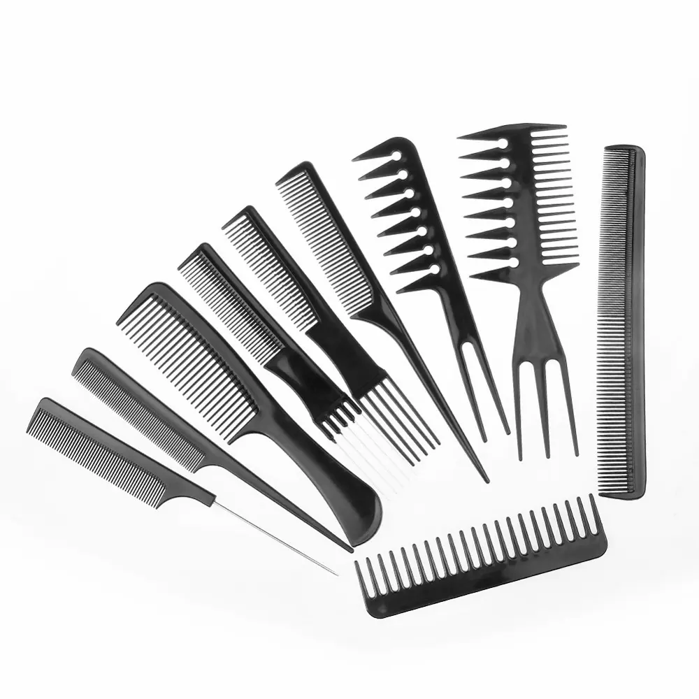 Sisir Rambut Salon Profesional Hair Styling Comb Pria Wanita 10 Set