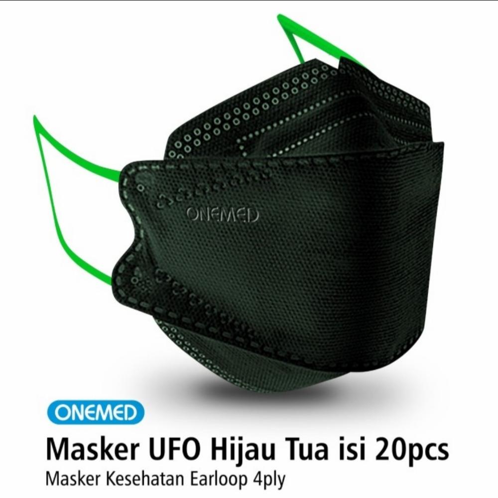 masker karet medis ufo hijau 3D onemed 4 ply box isi 20 pcs - Abu-abu