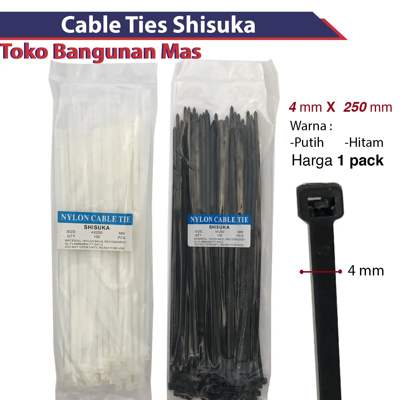 Kabel Ties SHISUKA Cable Tie 4 x 250 mm (25cm) CV 25 Kualitas SUPER