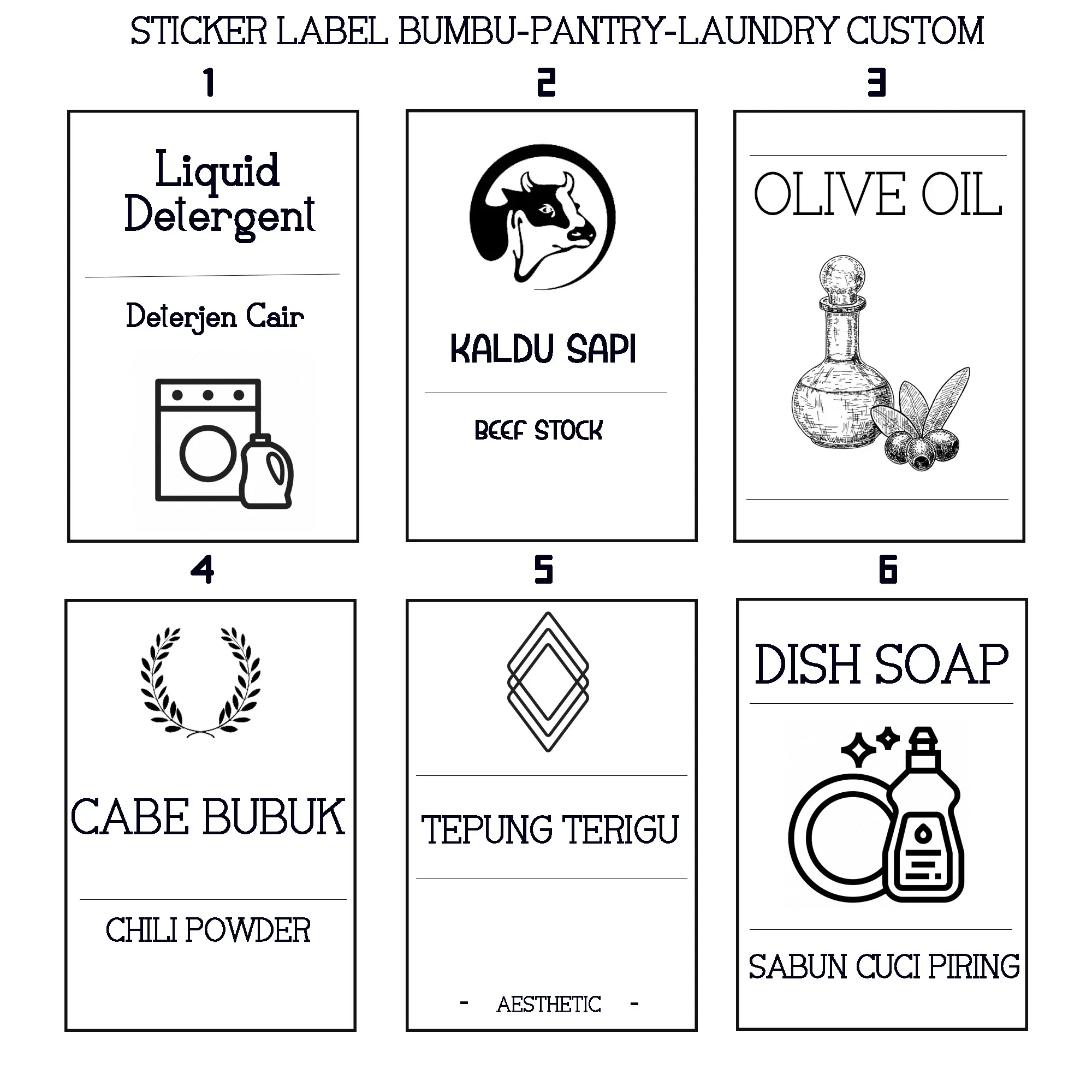 STICKER LABEL BUMBU DAPUR AESTHETIC / PANTRY/ LAUNDRY (STICKER AJA)