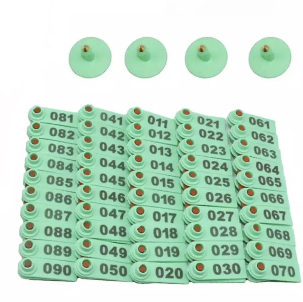 HOJI Green 100 Pcs Nomor 1 - 100 Tag Kuping Kode Nama Kambing Domba Sapi Hewan Ternak Ear Tags Sheep Goat Pig Eartags Laser Type Copper Head Earrings Farm Animal Supplies Tracking Peternakan Penomoran | 2.007.0215 - 03096
