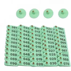 HOJI Green 100 Pcs Nomor 1 - 100 Tag Kuping Kode Nama Kambing Domba Sapi Hewan Ternak Ear Tags Sheep Goat Pig Eartags Laser Type Copper Head Earrings Farm Animal Supplies Tracking Peternakan Penomoran | 2.007.0215 - 03096
