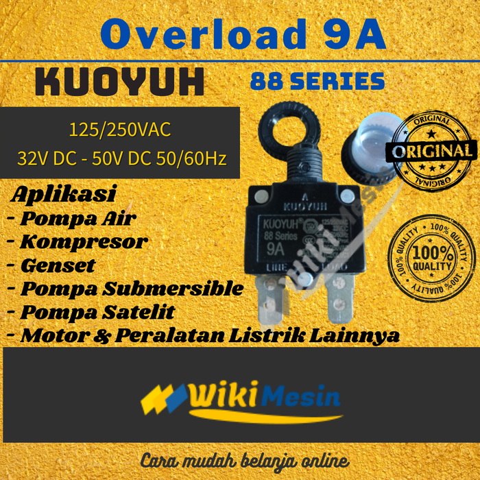 Gambar Taiwan ORI Overload 9A 32VDC 50VDC Thermal Protector 9 Amper Kuoyuh dari Overload Wikimesin Kab. Tangerang Tokopedia