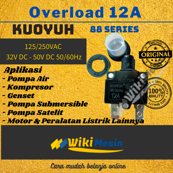 Gambar Overload Thermal Circuit Breaker Kuoyuh 12 Ampere 88 Series 12A dari Overload Wikimesin Kab. Tangerang Tokopedia