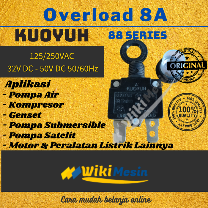 Gambar Taiwan ORI Overload 8A Thermal Protector 8 Amper Kuoyuh 8 a dari Overload Wikimesin Kab. Tangerang Tokopedia