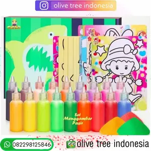 Mainan Edukasi Anak Set Menggambar Pasir isi 18 warna + 30 gambar