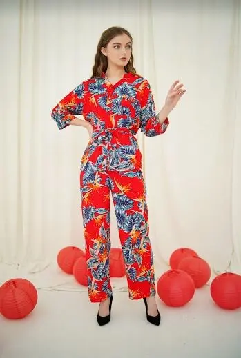 Pajamas Baju Tidur Wanita Motif Flowers Kekinian Short Pant Emely