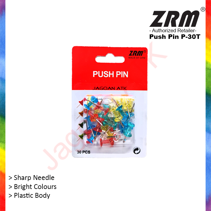 Gambar ZRM P-30C Paku Tekan Warna Transparan / Translucent Coloured Push Pin dari SDI ZRM Indonesia Kota Administrasi Jakarta Barat Tokopedia
