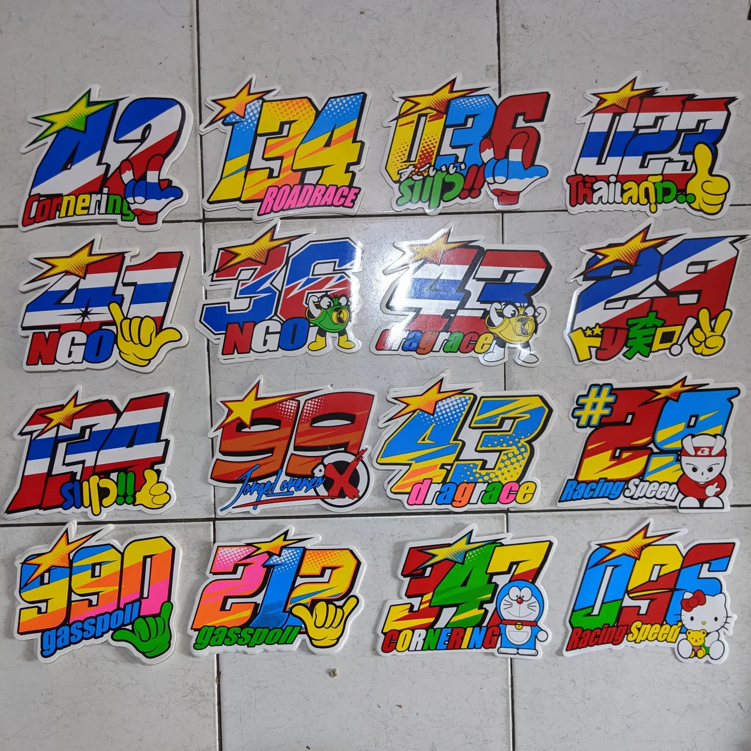 thailook stiker nomor ukuran besar racing roadrace start balap sticker