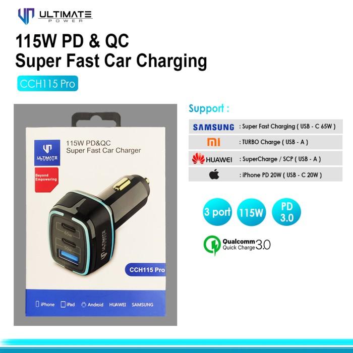 Gambar Ultimate Car Charger Super Fast 115W PD + QC 3Port CCH115 Pro dari Ultimate Power Official Kota Administrasi Jakarta Pusat Tokopedia
