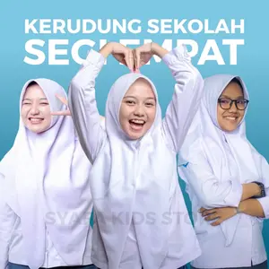 Kerudung Sekolah Segi Empat SMP SMA Putih Coklat Katun Tebal Premium