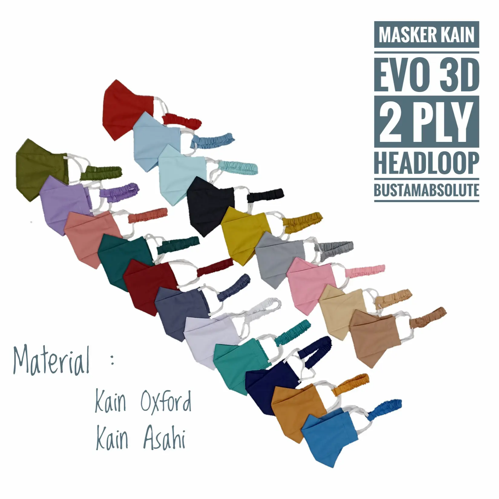Masker Hijab Kain 3D Evo 2 Ply Pria Wanita Dewasa Bisa Dicuci Var. 3