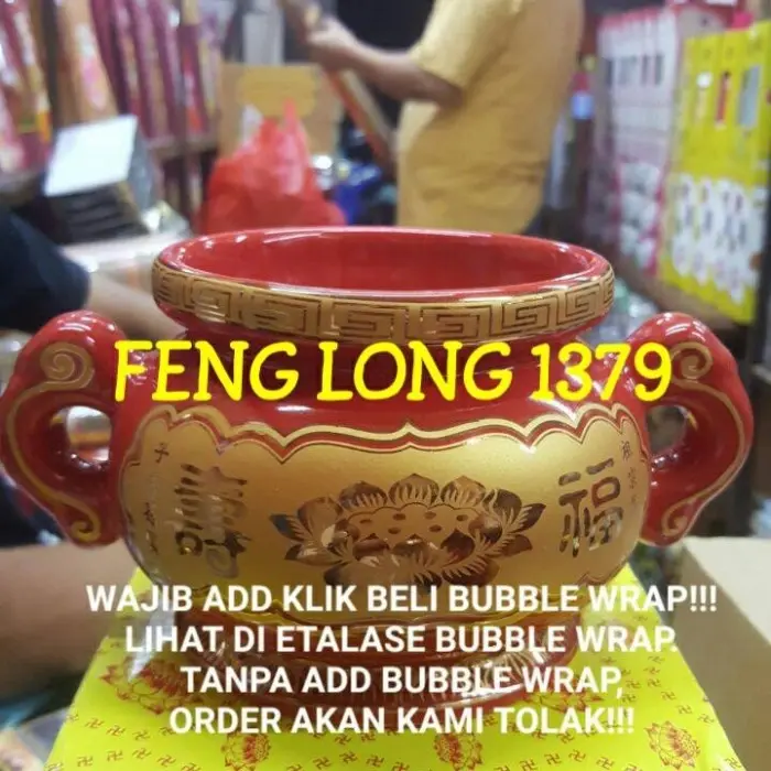 Hiolo (Tempat Hio/Dupa) Keramik Merah Kuping 6"