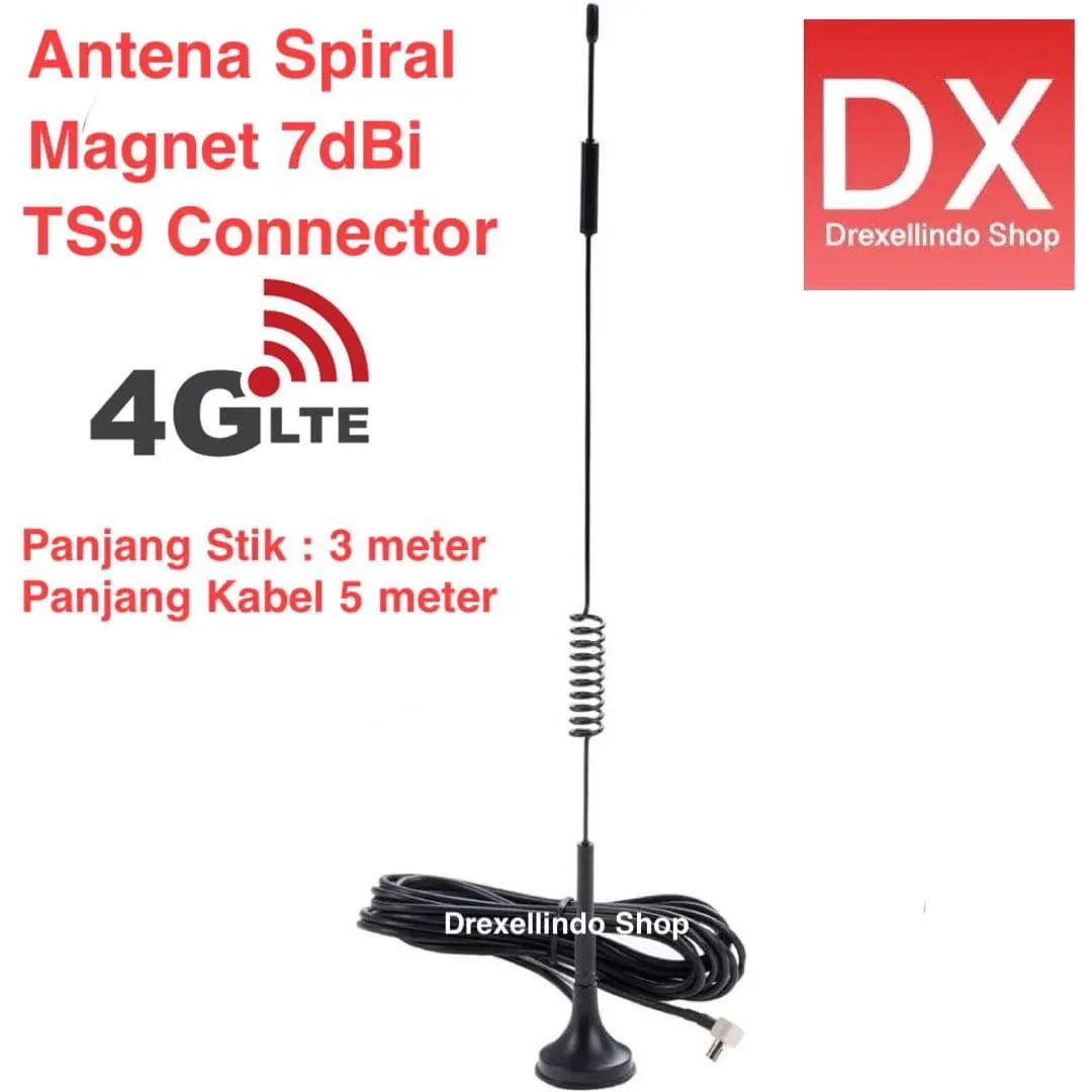 TS9 Antenna Spiral 7dBi 4G LTE 3G WCDMA GSM 3G 2.4G 5 meter kabel