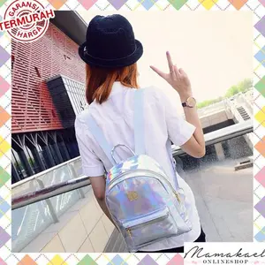 Tas Ransel Punggung Backpack Hologram Shiny Fashion Tas Batam Import