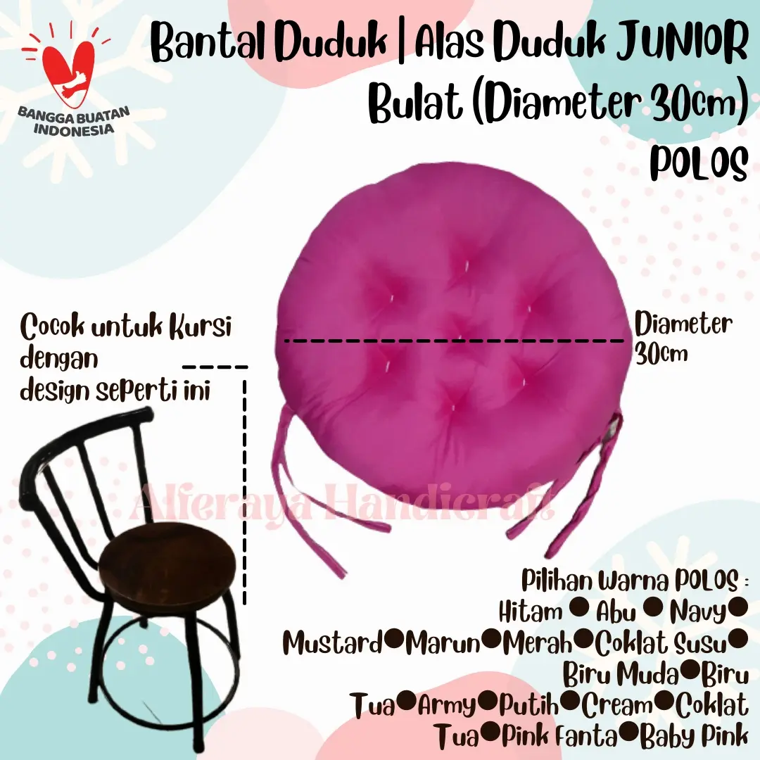 Bantal Duduk Bulat | Alas Duduk Junior 30cm | WARNA POLOS