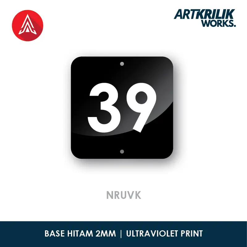 Nomor Rumah Akrilik Print UV Nomor Kost Hotel Kamar Model Kotak
