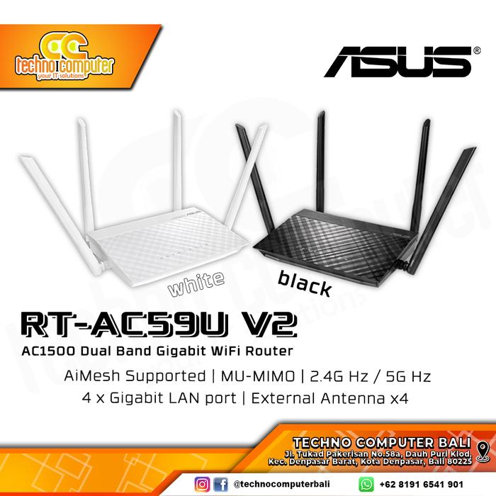 Gambar ROUTER ASUS RT AC59U V2 AC1500 WiFi Dual Band Gigabit Wireless Network dari Techno Computer Bali Kota Denpasar Tokopedia