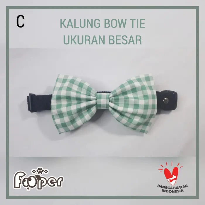 Gambar Kalung Anjing Dog Bow Tie Collar Bell Green Plaid Size M dan L - with bell, M dari Fooper Kota Administrasi Jakarta Barat 4 Tokopedia