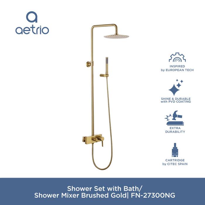 Gambar Shower Set with Bath/Shower Mixer Brushed Gold| FN-27300NG dari Aetrio Shop Kota Administrasi Jakarta Utara Tokopedia