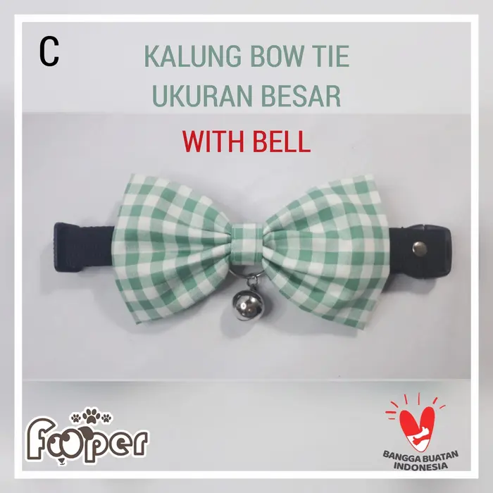 Gambar Kalung Anjing Dog Bow Tie Collar Bell Green Plaid Size M dan L - with bell, M dari Fooper Kota Administrasi Jakarta Barat 3 Tokopedia