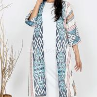 Gambar KI Outer Kimono Cardigan Panjang Tenun Alesha Tosca - Abu-abu, 4 dari KainIndonesiaco Kota Administrasi Jakarta Timur 3 Tokopedia