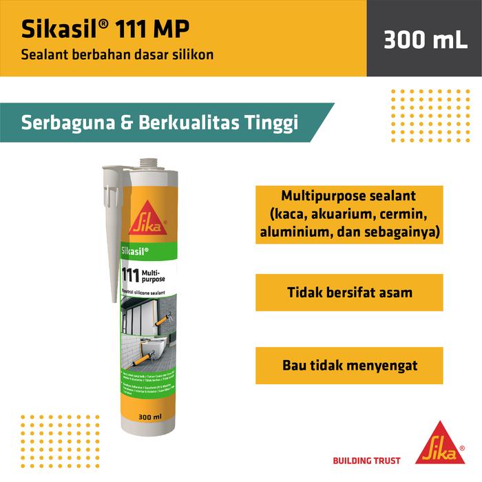 Gambar Sikasil 111 Multi Purpose Sealant Silicone Lem Kaca Netral 300ml - Hitam dari Sika Jakarta Kota Tangerang Tokopedia