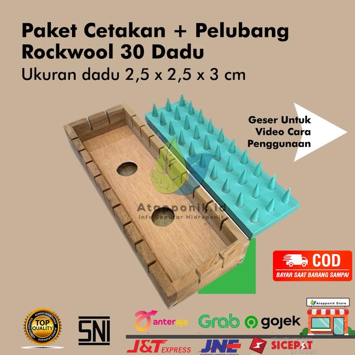 Gambar paket cetakan dan pelubang rockwool 30 dadu dari Atapponik Store Kota Surabaya Tokopedia
