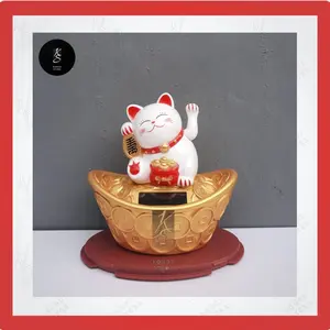 KUCING HOKI SOLAR / MANEKO NEKI KUCING REJEKI / LUCKY CAT 11cm