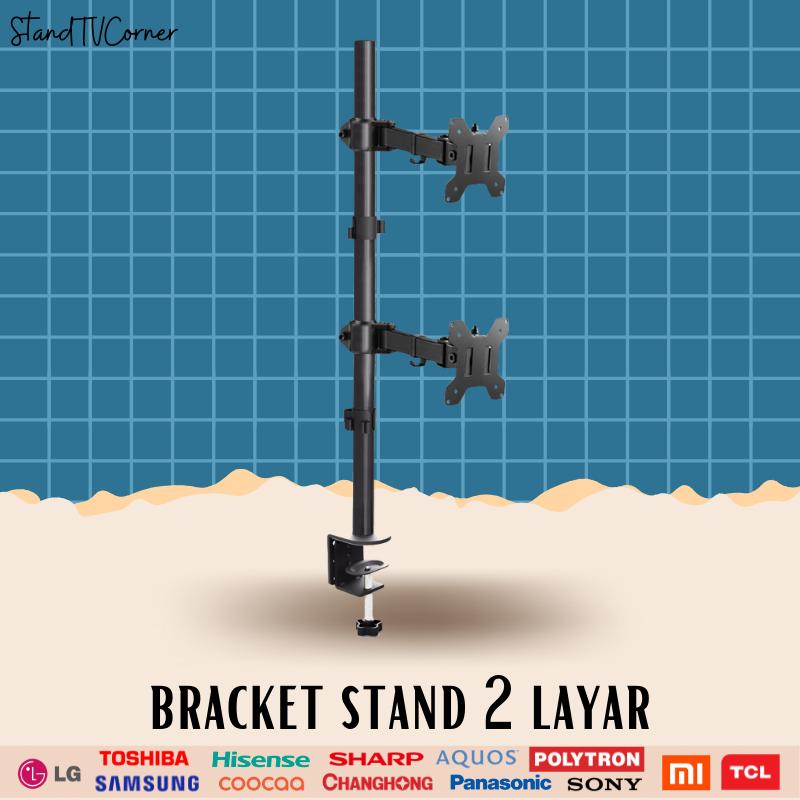 Bracket monitor meja 2 monitor atas bawah - Shop | Tokopedia