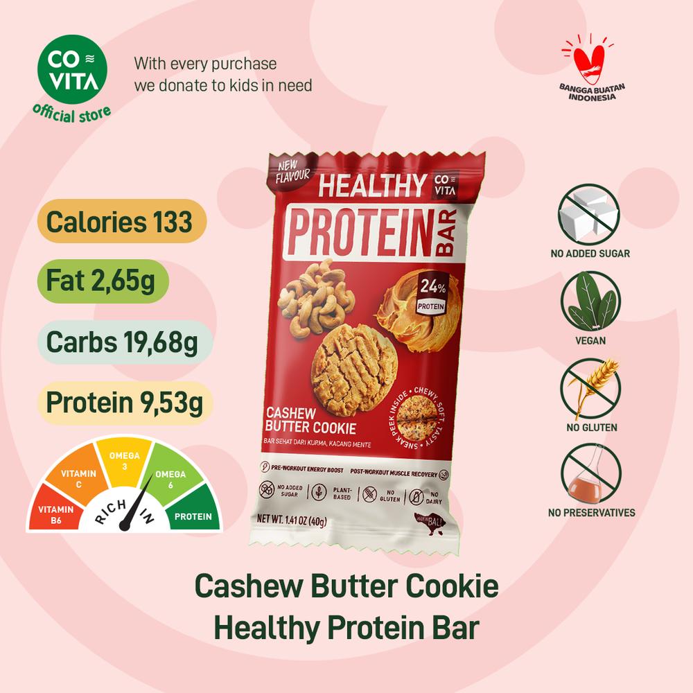 Covita Healthy Protein Bar - Cashew Butter Cookie - Selai Kacang Mente - 1 pcs