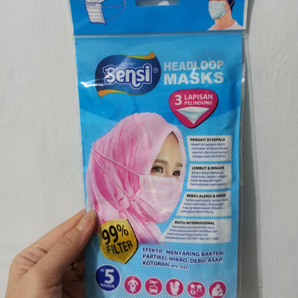 Masker Sensi Headloop 3Ply Hijab Sachet isi 5