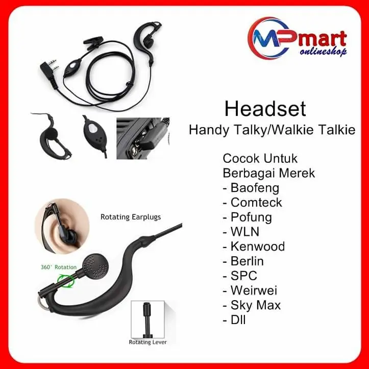 Headset Handy Talky HT Earphone Walkie Talkie Handsfree Wln dll Universal