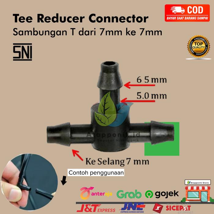Gambar tee connector reducer 7mm to 7mm dari Atapponik Store Kota Surabaya Tokopedia