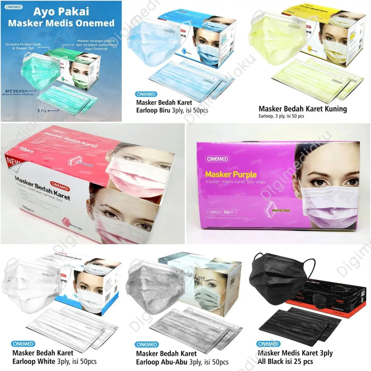 Masker Medis OneMed 1 Box 50 Pcs 3ply
