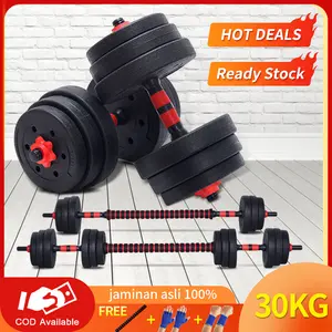 Dumbbell Barbel set peralatan fitness 30kg bisa disambung Tiang Angkat