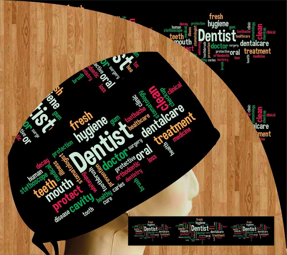 Topi Dokter / Head Cap & Masker Printing Motif Dentist