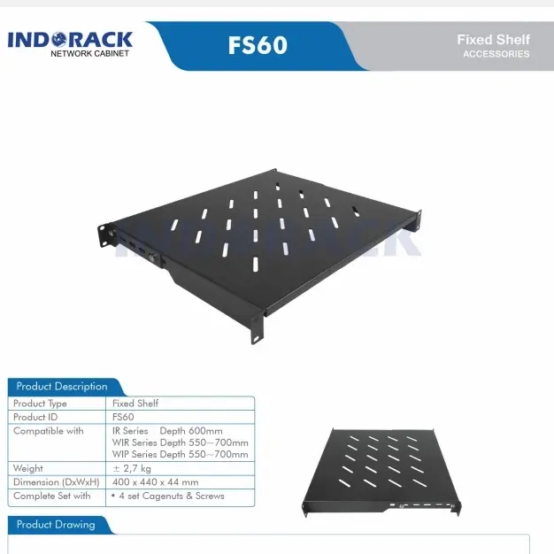 Fixed Shelf Close Rack Flat Ambalan Tatakan Rak Server D. 400mm FS60 2