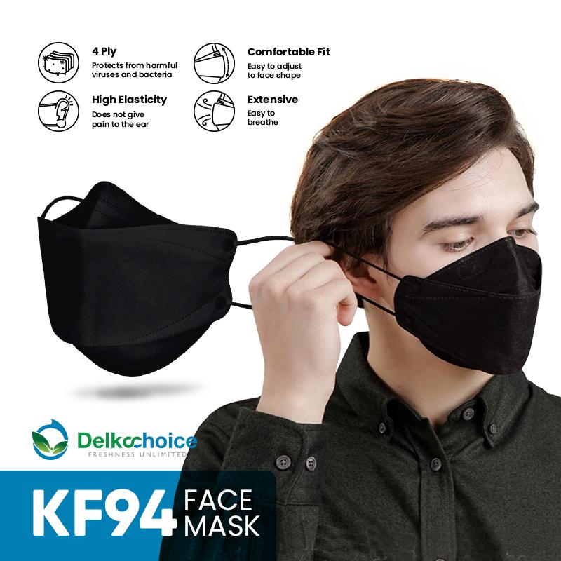 Masker KF94 Delkochoice 4Ply isi 10pcs 3D | Masker Korea KF94 Premium - Biru Muda, Dewasa