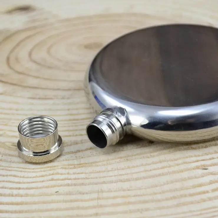 Botol Minum Wine Bir Flask Hip Round Shape Stainless Steel 5oz Silver 2