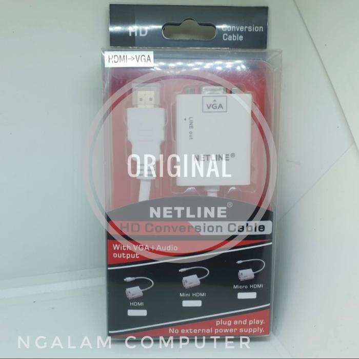 Gambar Konverter Converter HDMI to VGA + Audio NETLINE Original dari Ngalam Computer Kota Malang Tokopedia