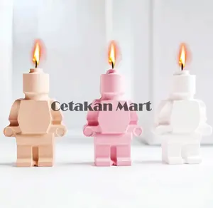 CM Cetakan Silikon Lilin Craft DIY Resin Epoxy Mini Robot 8 Cavity