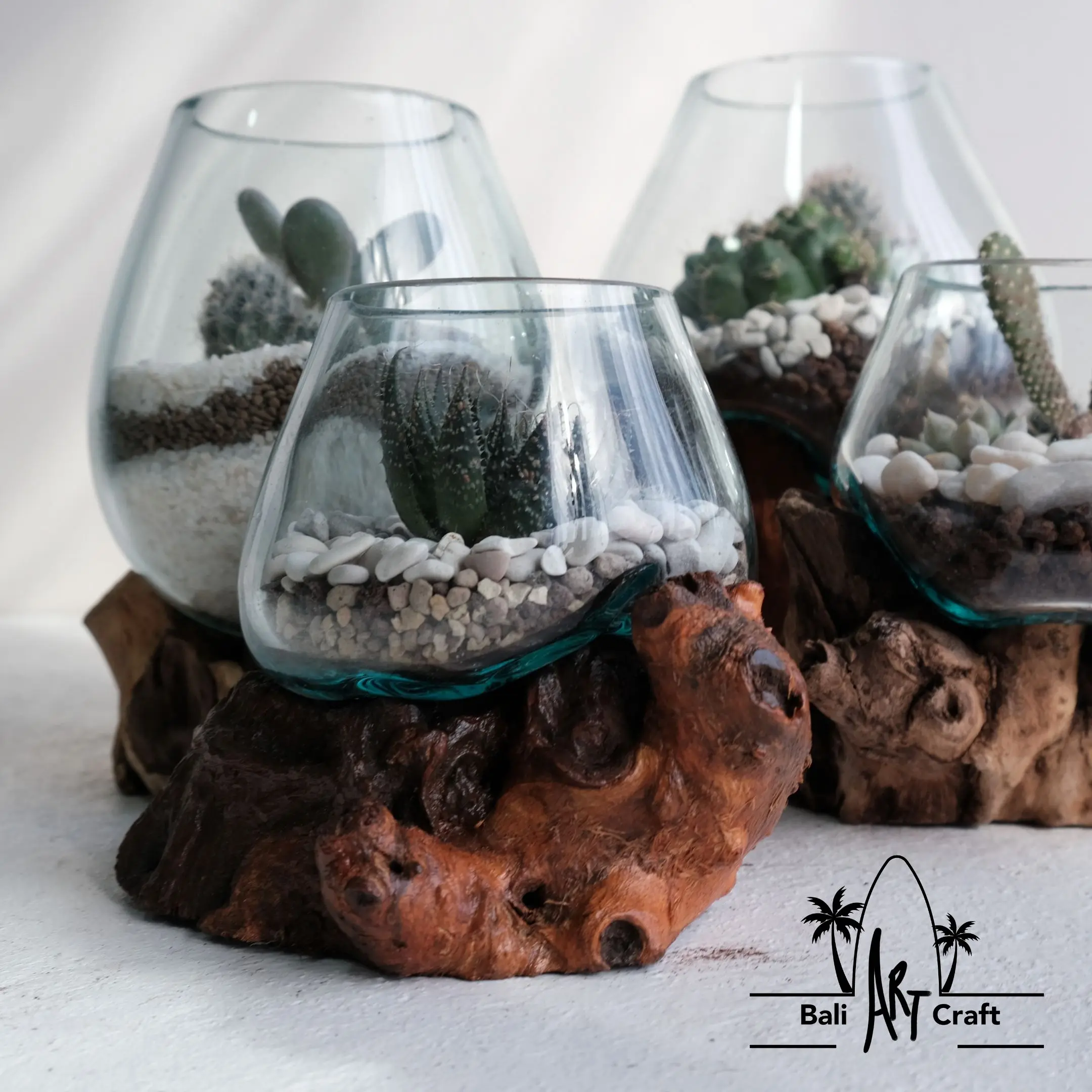 AKUARIUM IKAN CUPANG LUCU SUPER MINI 10CM / KACA TIUP KAYU / AQUASCAPE