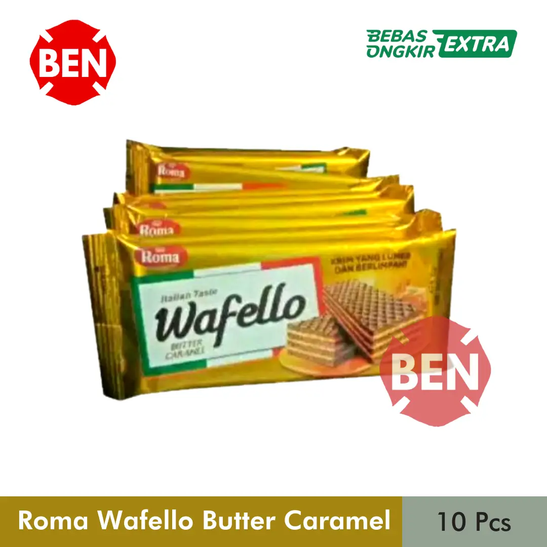 Roma Wafello BUTTER CARAMEL 1 Pak Renceng 10 Pcs - Karamel Kuning 1000