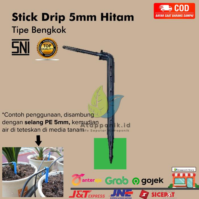 Gambar stick dripper tetes 5 mm bengkok dari Atapponik Store Kota Surabaya Tokopedia
