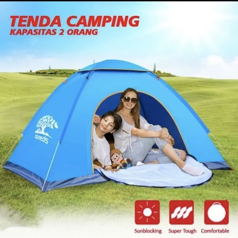 Tenda camping 2 orang Lipat portable Waterproof Anti Air LX 018-40