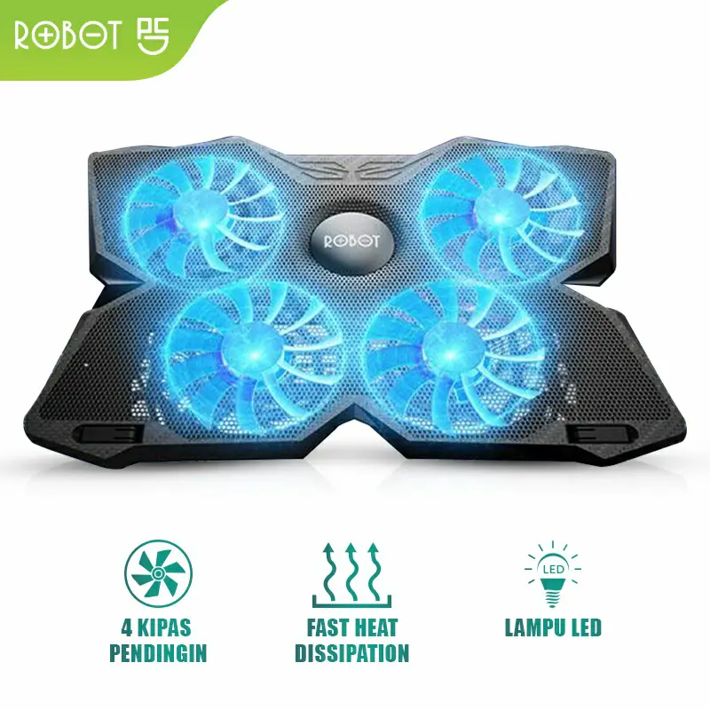 ROBOT Cooling Pad Stand RT-LCS02 Ultra Tenang 4 Kipas Pendingin 0